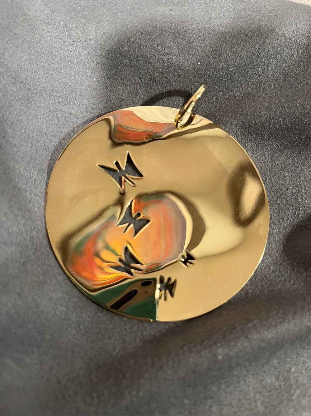 Ippolita Butterfly Cutouts Gold Tone Round Disc Pendant